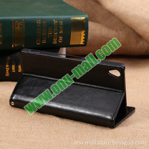 Factory price Crazy Horse Texture Leather case for Sony Xperia Z3 case